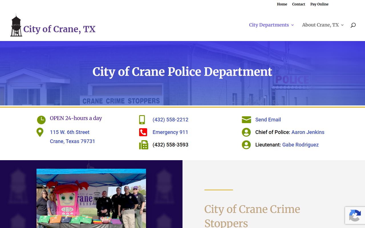 City of Crane Police Department source page screenshot
